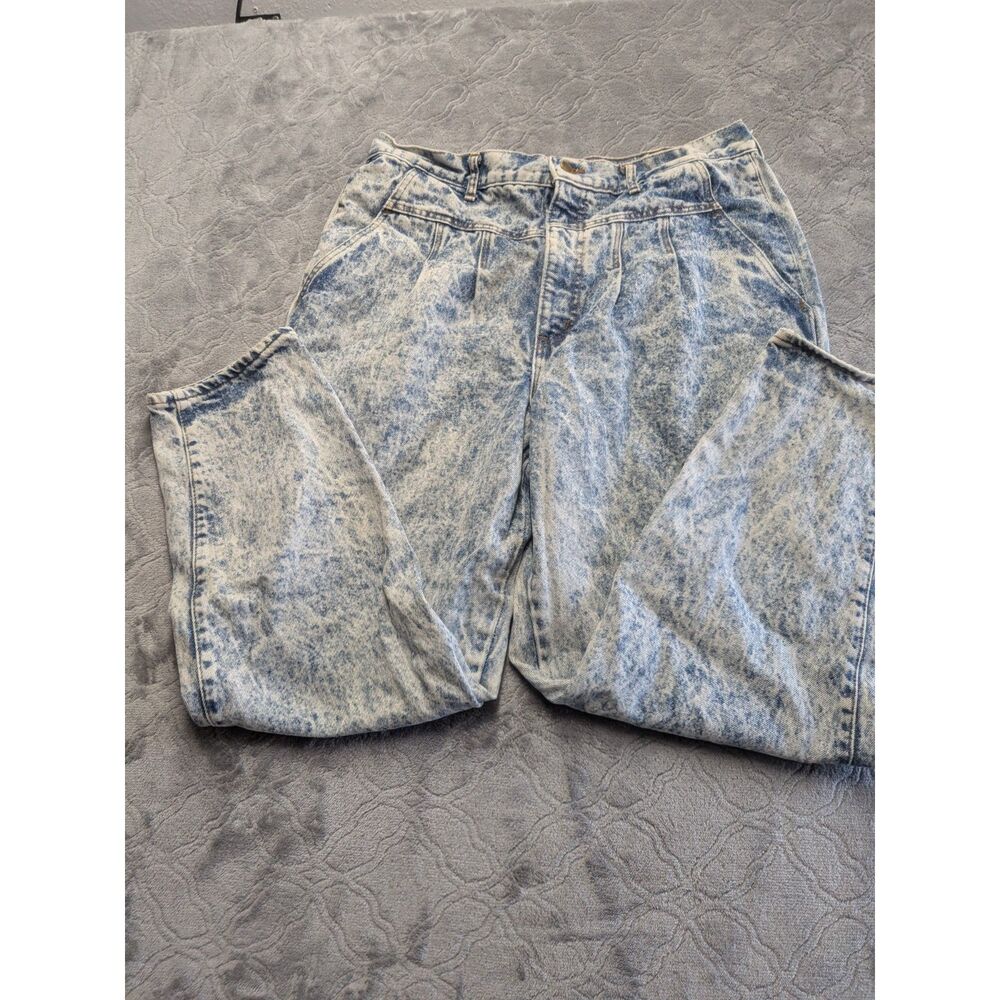 Chic Acid Wash Jeans Womens 22W Blue High Rise Tapered Mom Jeans Vintage